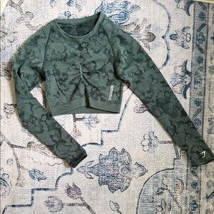 Gymshark Dark Green Camouflage Crop Top